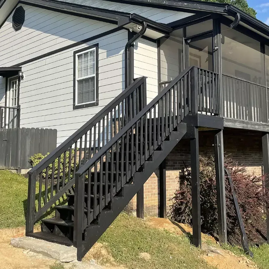 Extended screened-in deck with new stairs