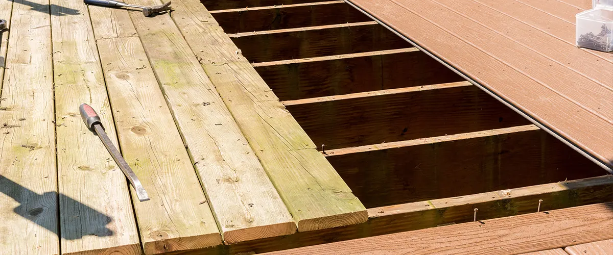 Replacing deck boards made of wood with composite decking
