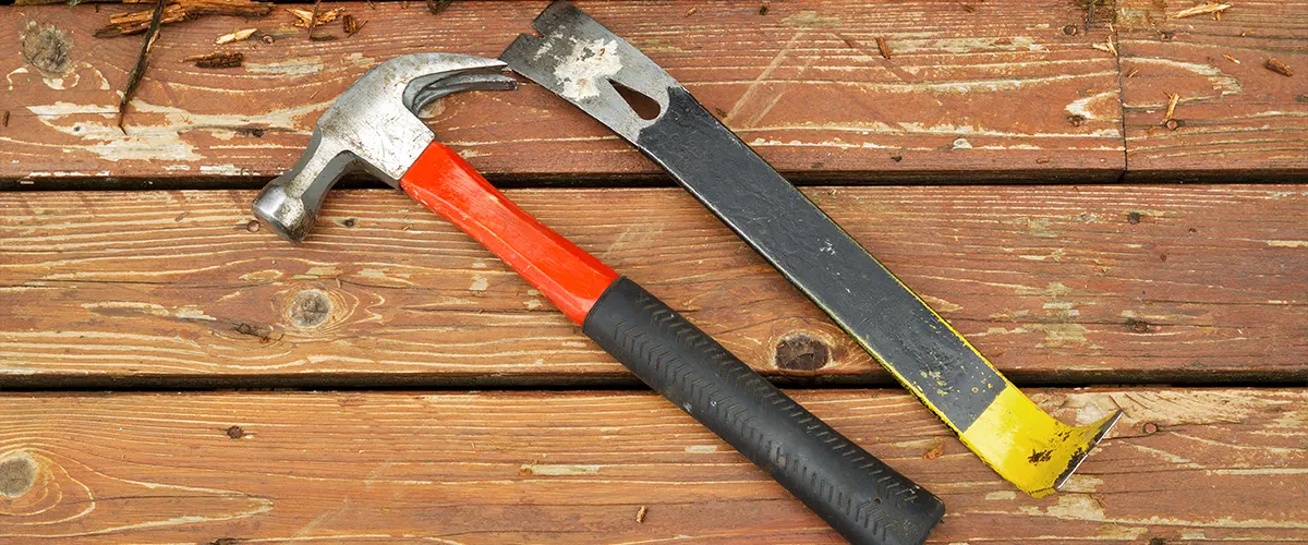 Tools for deck repairing on a wood deck