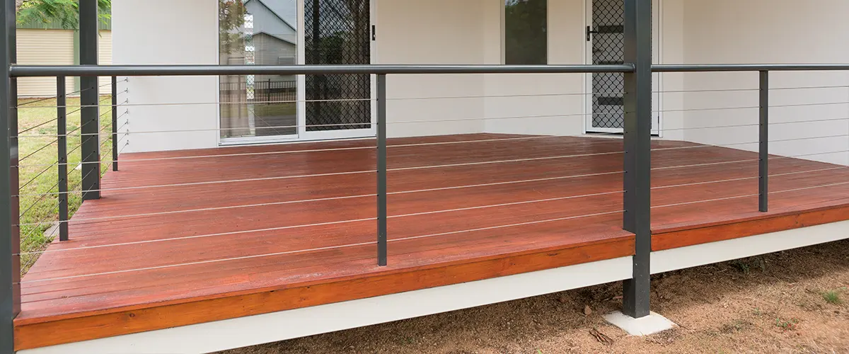 A deck with steel frame and composite decking