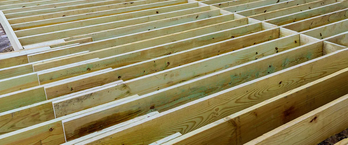 A pressure treated lumber frame