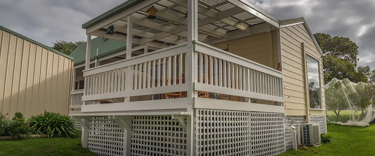 Storage under decking on a large home