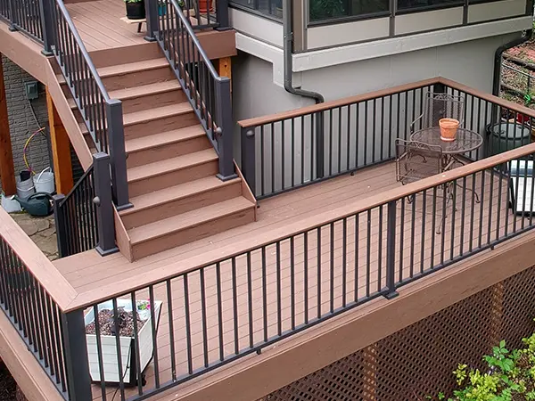 Metal railings and composite balustrade