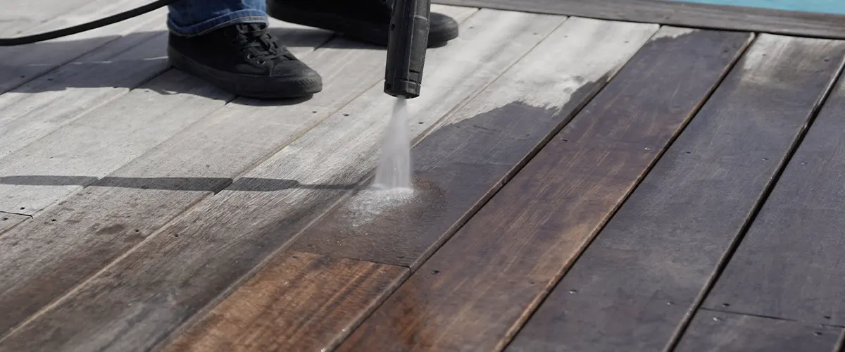 cleaning deck with water