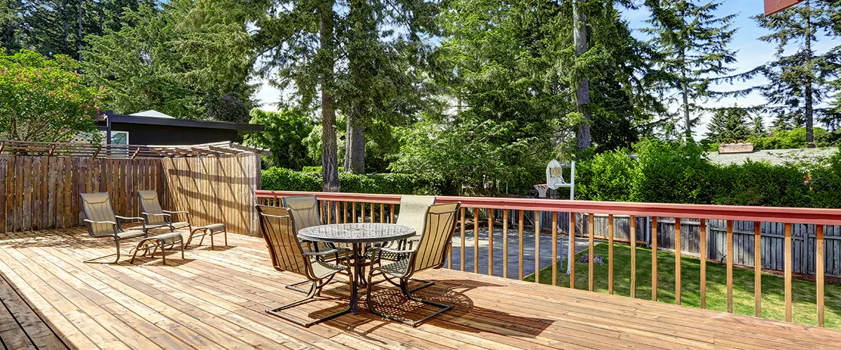 wood deck with wood railings