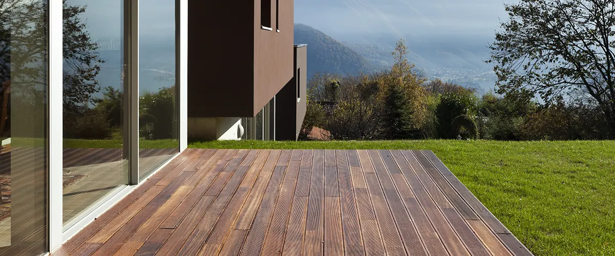 wood deck attached to modern house