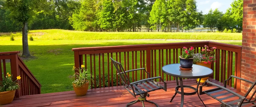 wood deck with railings