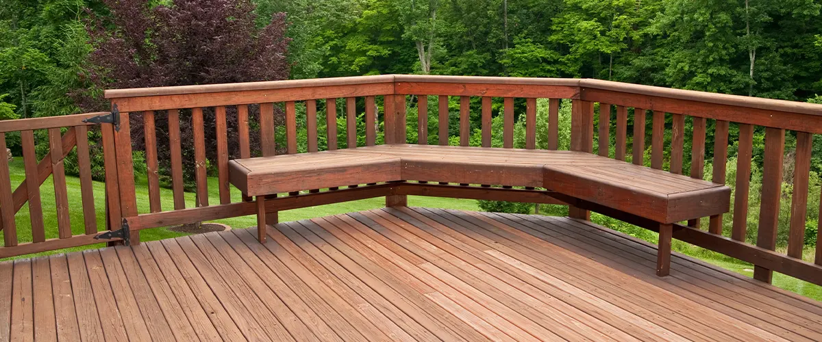 wood deck with view and railings