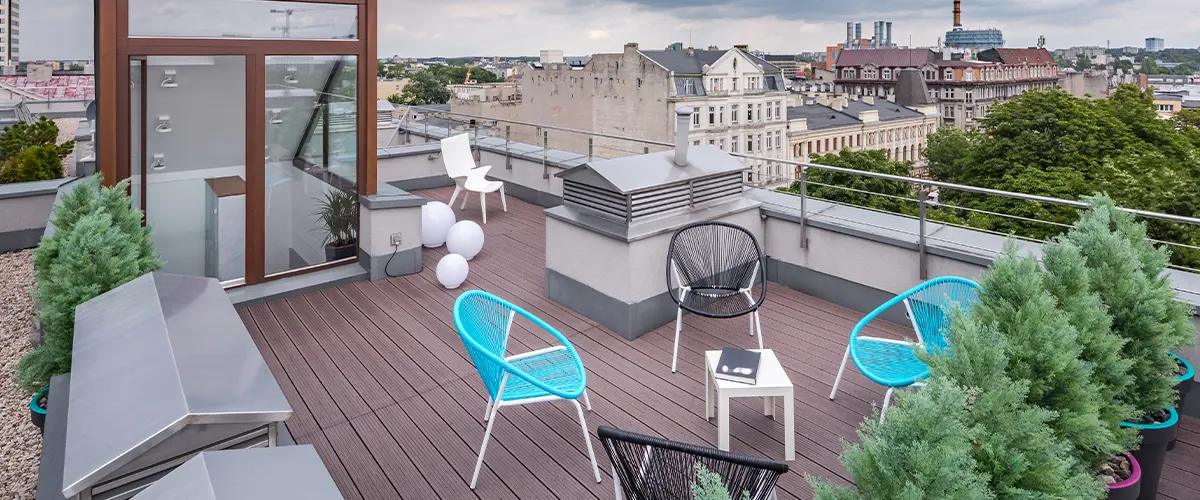 rooftop deck with furniture