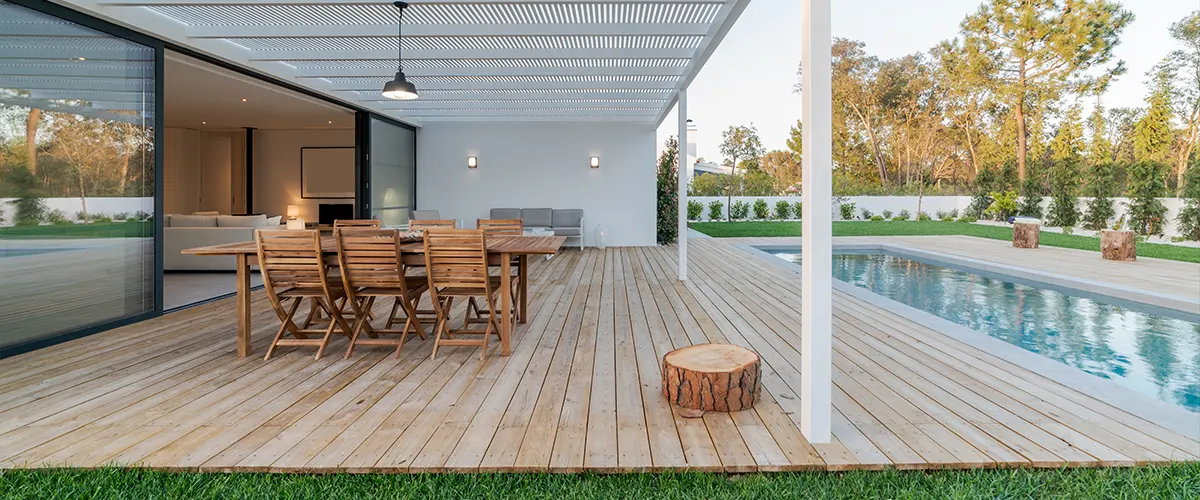 Cedar decking around a pool