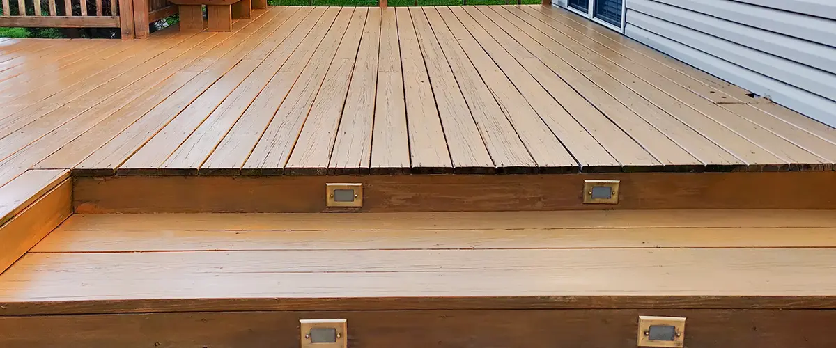 Deck steps with lights