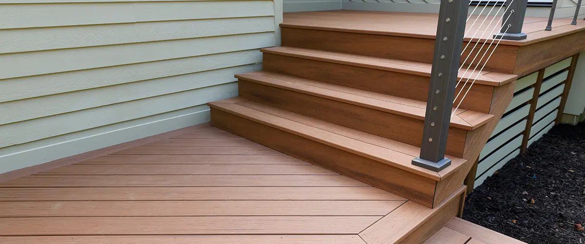 Modern front porch with deck steps