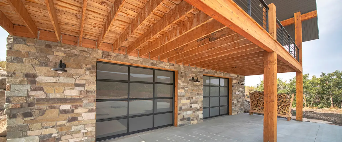 custom under deck ceiling above a garage entrance