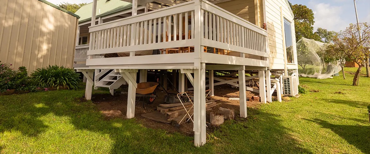 Elevated deck with under decking ceiling