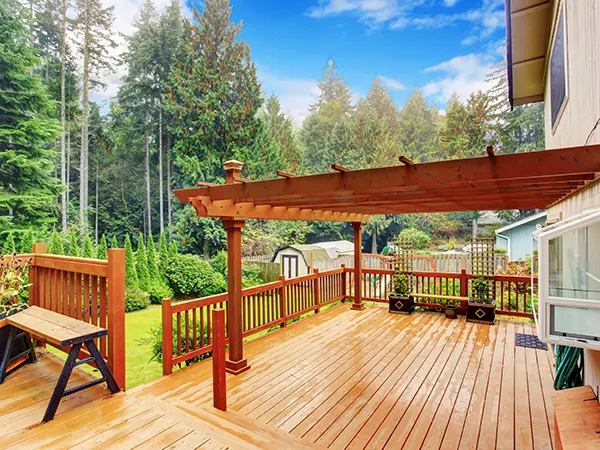 beautiful pergola installed on a deck