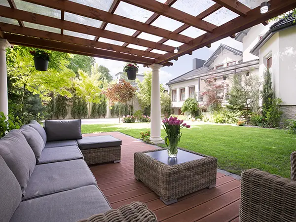 luxury yard with a pergola