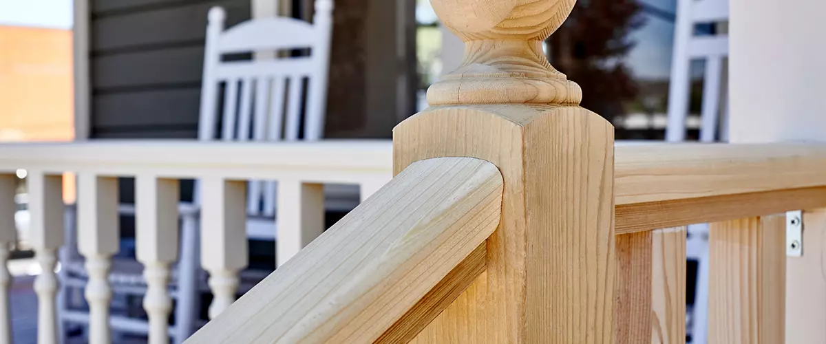 Deck railing made of wood