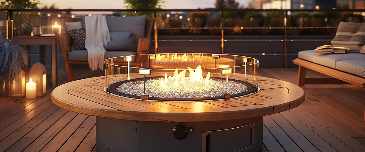 fire pit on deck