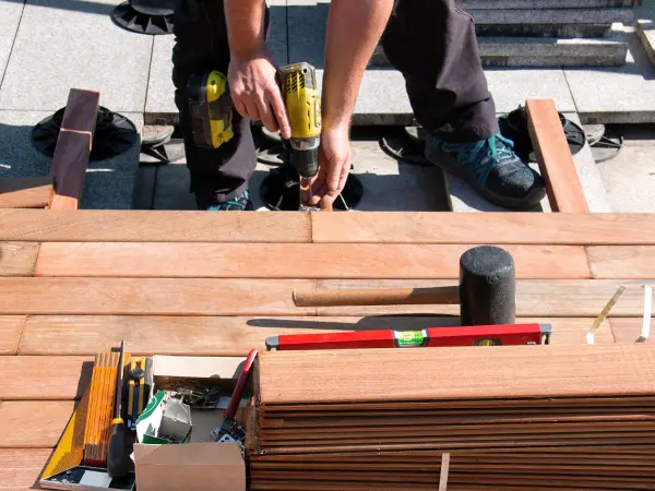Wooden deck building process