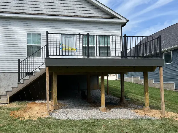 Upstairs deck with black rails
