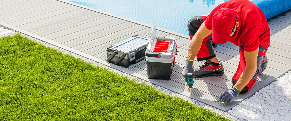 Pool Specialist Installing the Composite Deck